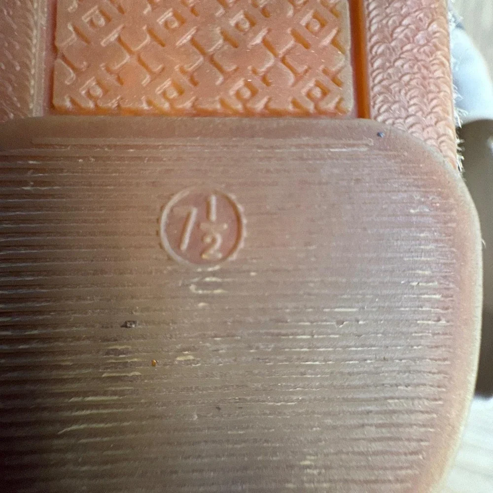 $198 TORY BURCH Espadrille Flats Canvas Cream & Black Toe w/Logo Women's‎ Sz 7.5
